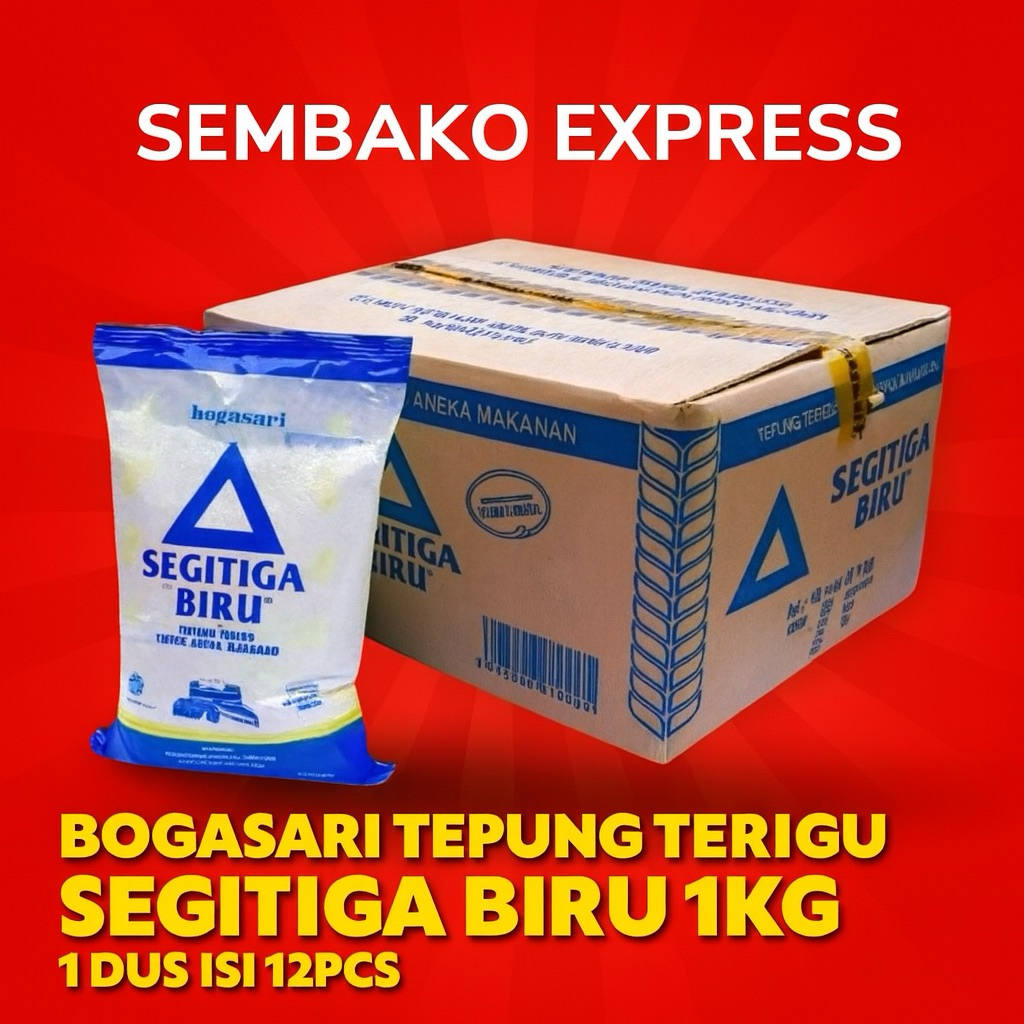 

Tepung Terigu Segitiga Biru 1 Dus Isi 12pcs – Tepung Serbaguna untuk Aneka Masakan & Kue