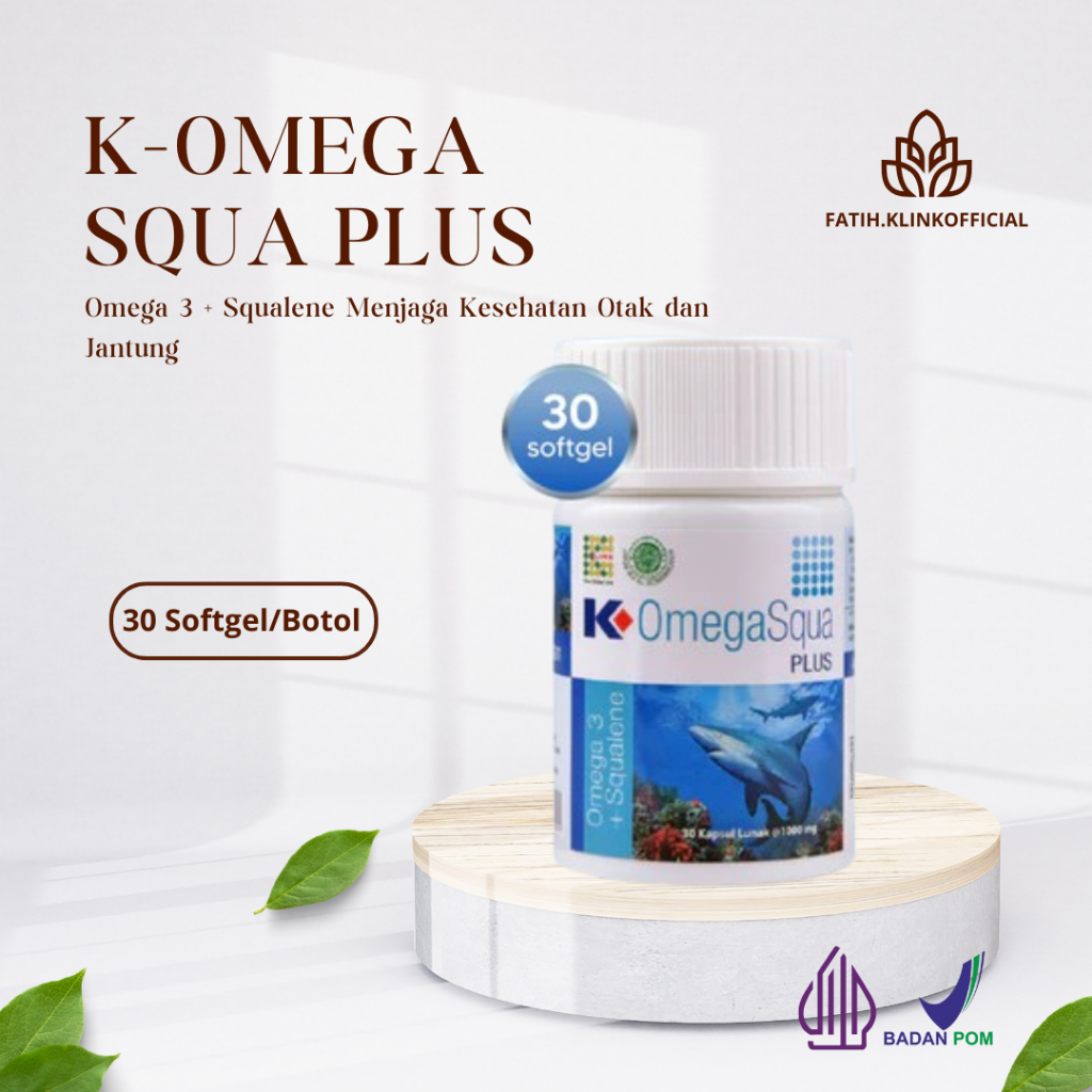 (ORIGINAL 1000%) K-OMEGA SQUA PLUS K LINK Original 30 Kapsul Omega 3 Squalene & Lecitin