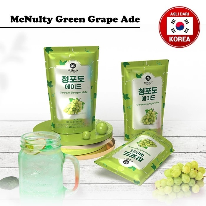 

McNulty Green Grape Ade 190ml - Minuman Korea Rasa Buah Anggur Hijau Halal