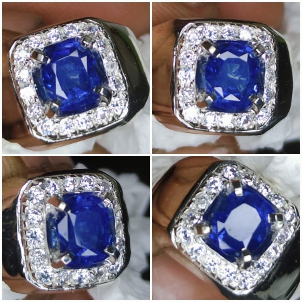 ROYAL BLUE SAPPHIRE CEYLON SRILANKA 1,6 Ct, RING PERAK TEBAL MEWAH LAPIS EMAS, SAFIR CLEAN LUSTER ME