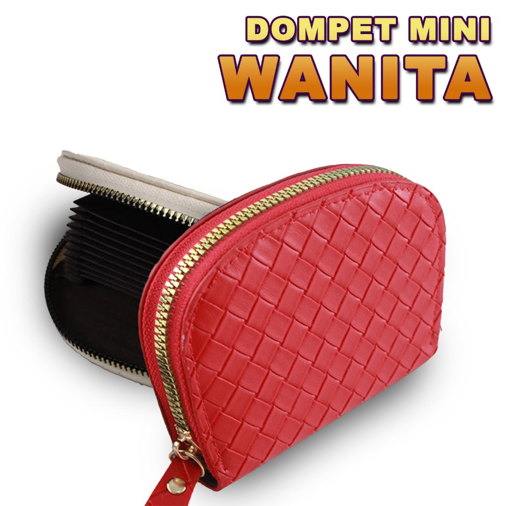 Dompet Wanita Mini Anyam Kulit Dompet Kartu Wanita Serbaguna Dompet Mini Card Holder Terbaru BY002