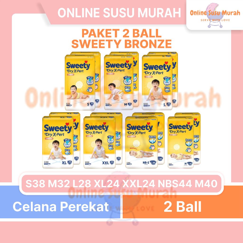 SWEETY BRONZE PAKET 2 BALL PANTS S 38 M 32 L 28 XL 24 XXL 24 TAPE NBS 44 M 40 KUNING REGULER PPKS