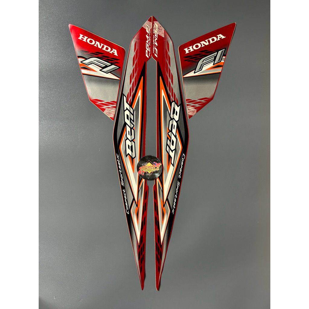 STRIPING STIKER BEAT FI 2014 MERAH ORIGINAL