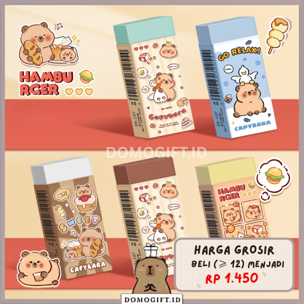 

Penghapus Lucu Karakter Capybara Penghapus Pensil Eraser Kartun Alat Tulis Sekolah 1 PC