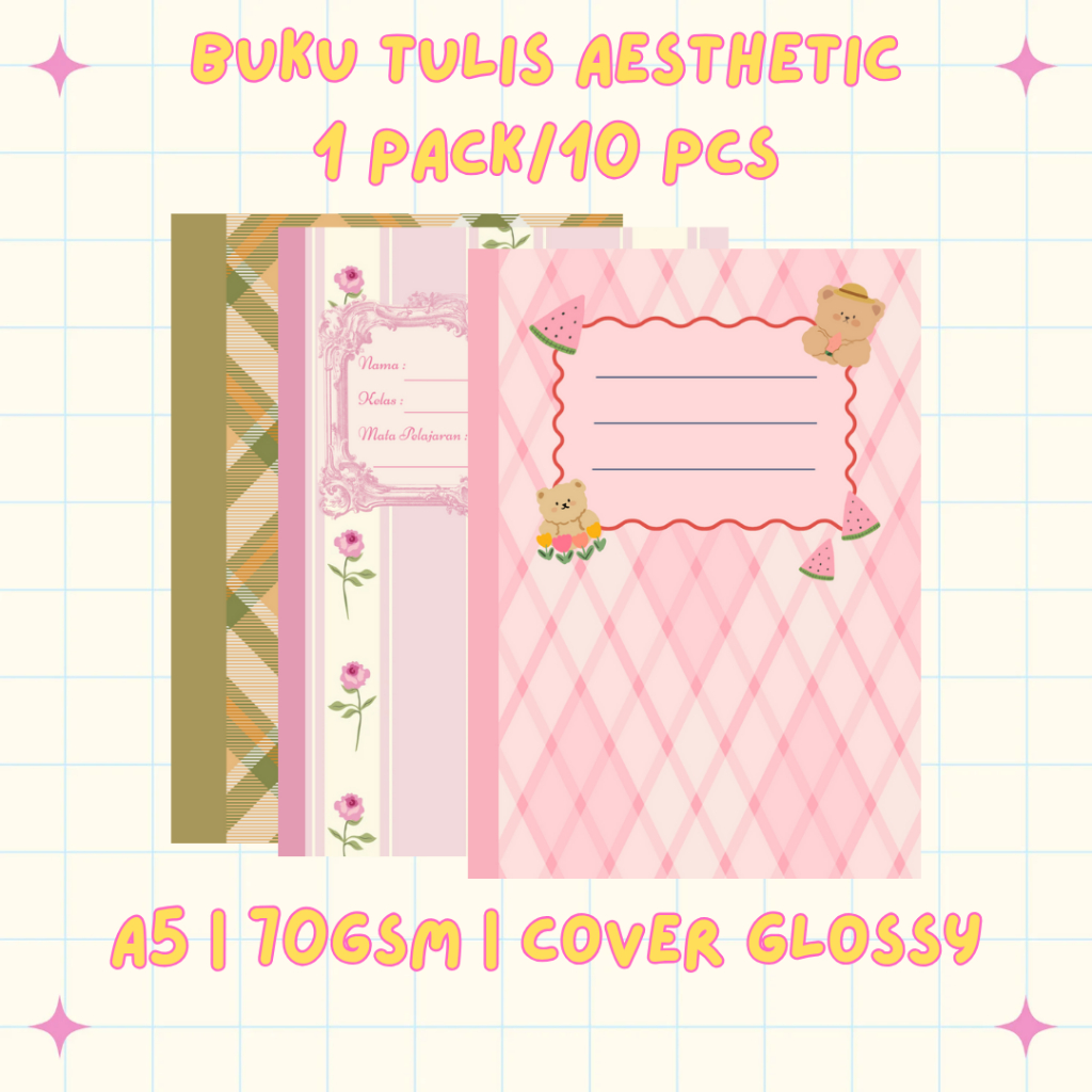

Buku Tulis Sekolah 1 Pack 10 Pcs | Buku Tulis Aesthetic