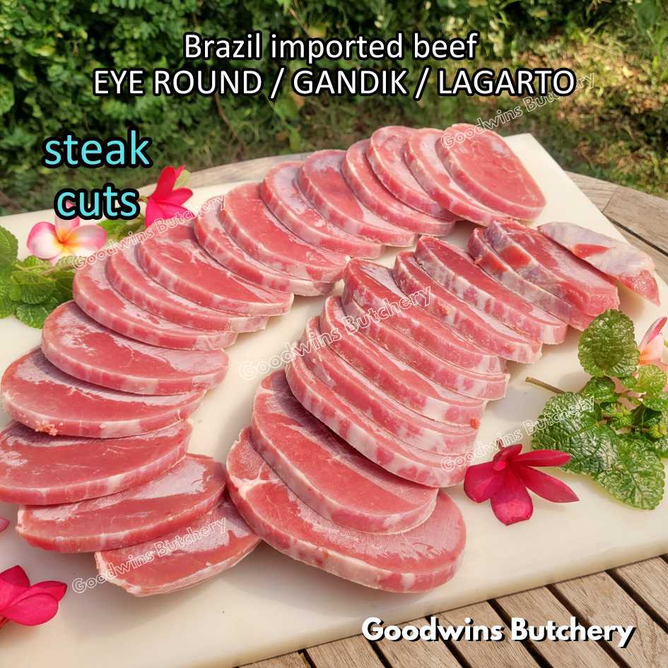 

Beef EYE ROUND schnitzel steak cuts 1.2kg | Brazil FRIBOI FRIGON Australia WMPG Angus JACK'S CREEK US choice SWIFT IBP daging sapi import gandik lagarto eyeround frozen