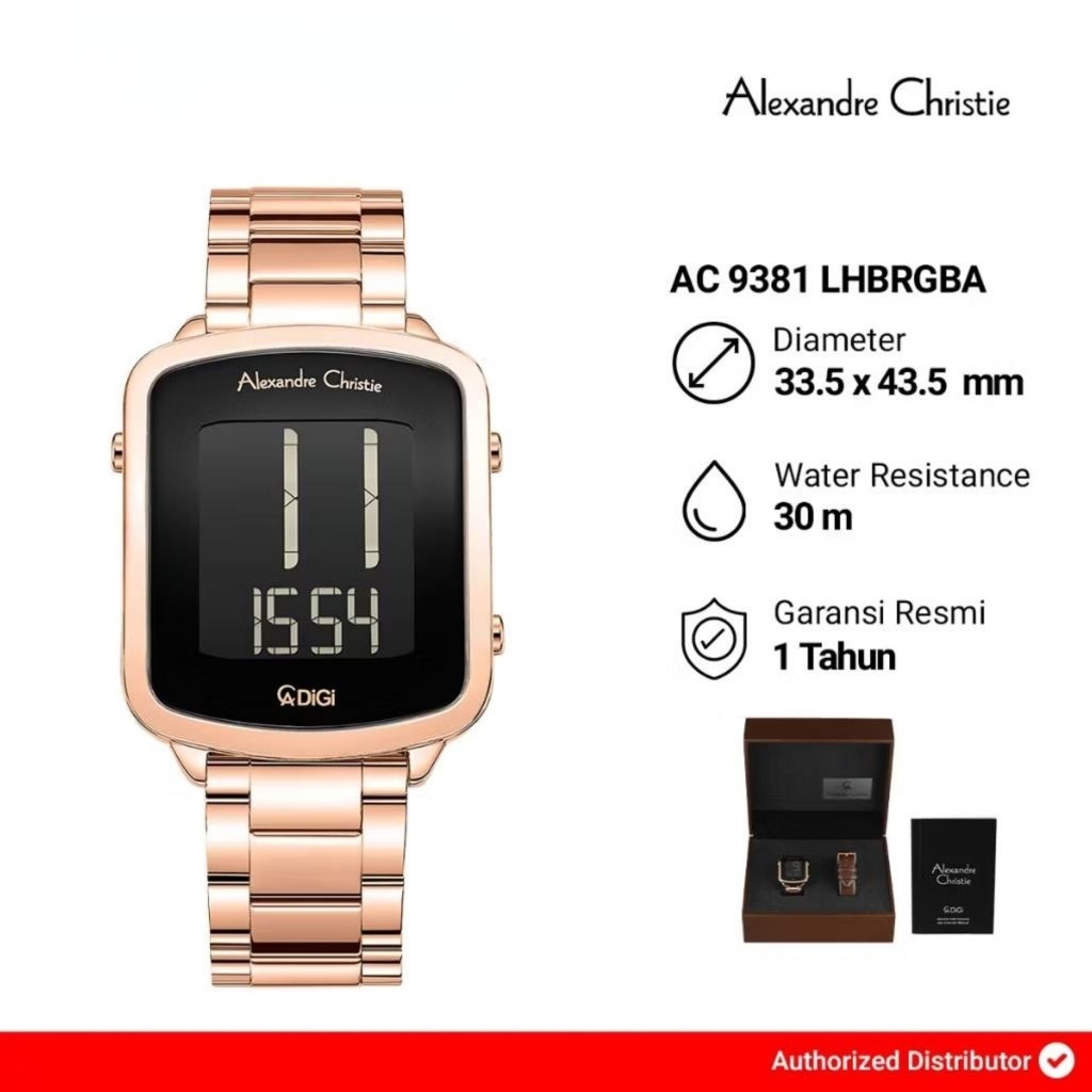 Jam tangan wanita Alexandre christie 9381 AC digital 9381 original