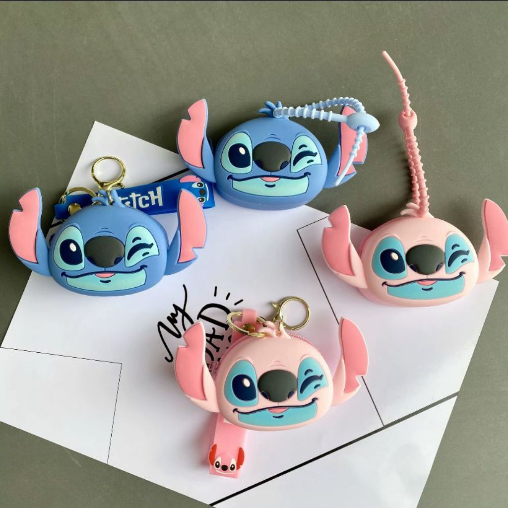 SAKHA- 1 PCS DOMPET POUCH SILICON STITCH | DOMPOT KOIN JELLY STITCH LILO | DOMPET MINI KOIN POUCH ST