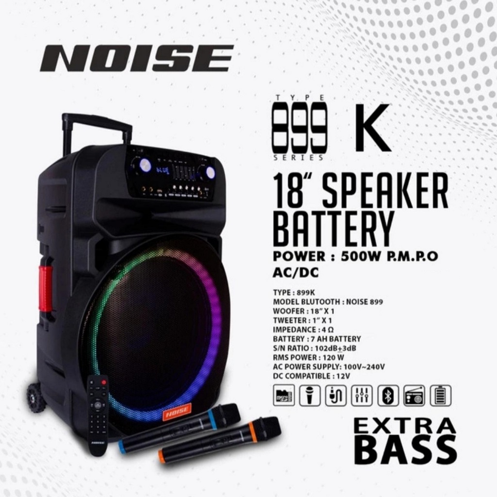 Speaker Portable Wireless NOISE 899 K 18 inch Bluetooth New
