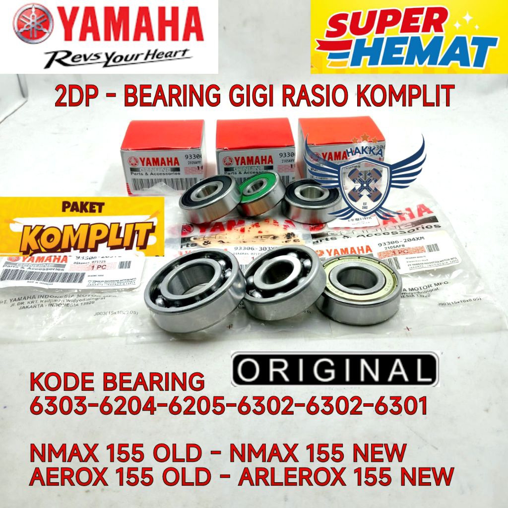 2DP ORIGINAL BEARING GIGI RASIO KOMPLIT YAMAHA NMAX OLD, BEARING GIGI RASIO YAMAHA NMAX NEW, BEARING