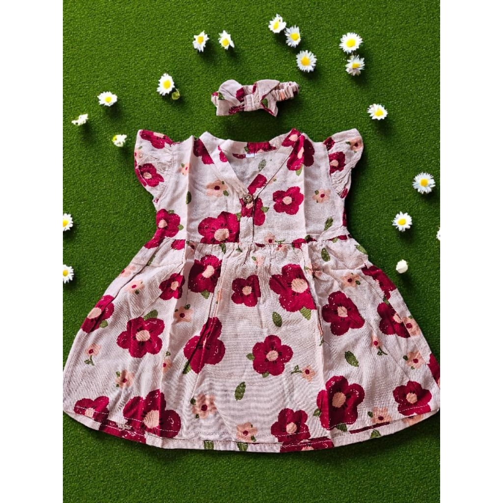 Baju harian bayi perempuan free pita
