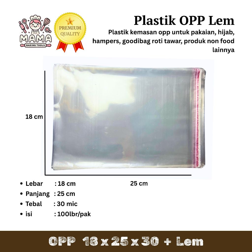

Plastik OPP (LEM) Tebal 18 x 25 x 30 / Plastik Kue / Plastik Roti / Plastik Undangan / Plastik Cookies / Plastik Uang