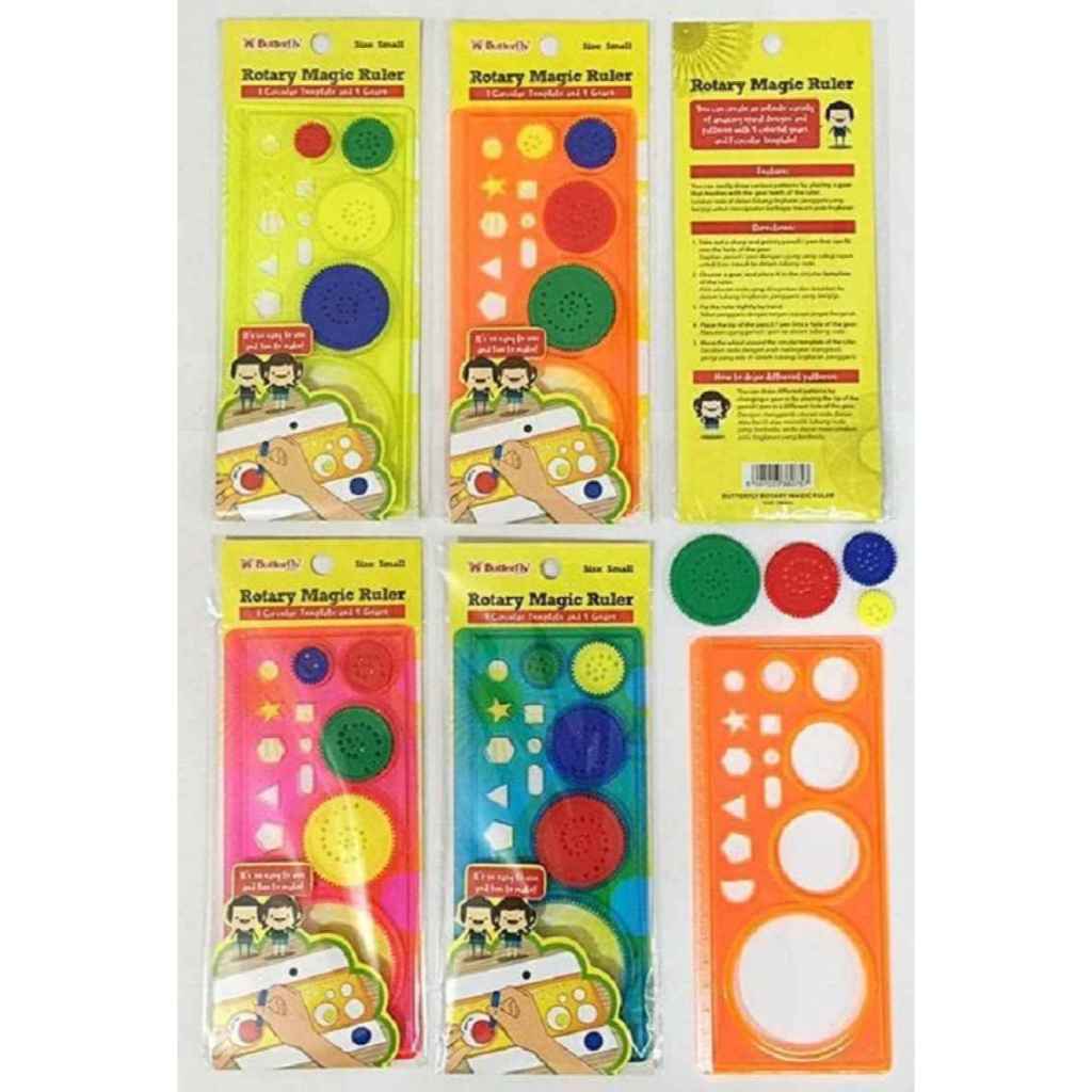 

(MURAH) Butterfly Rotary Ruler SET Magic Circle / Penggaris Butterfly Putar Bulat Prakarya Anak