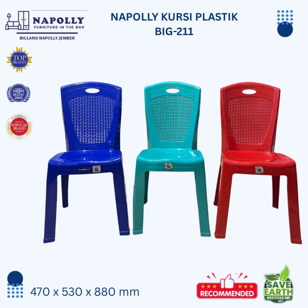 NAPOLLY KURSI MAKAN PLASTIK - Kursi serbaguna / Kursi Santai / Kursi Taman - Napolly BIG 211