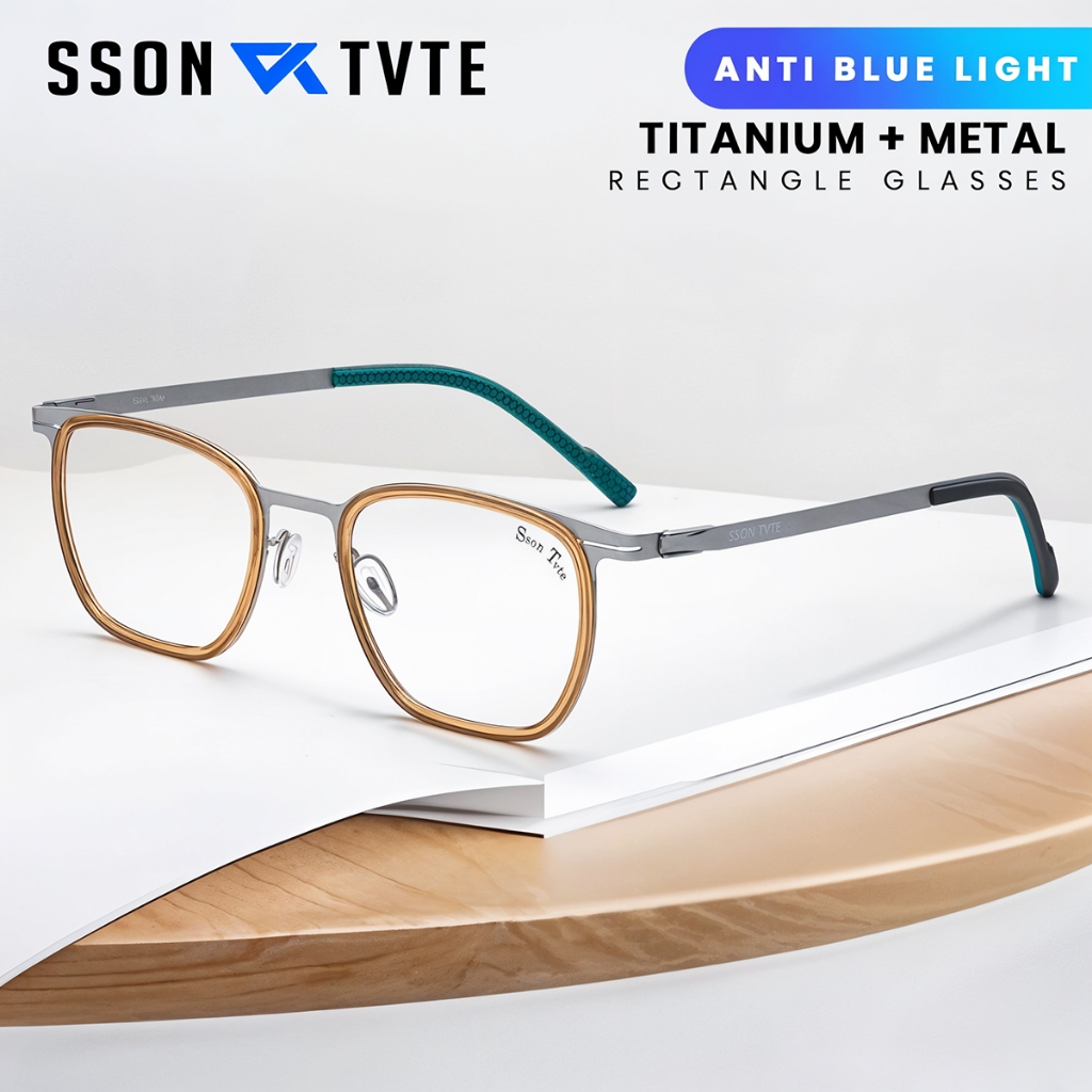 SSON TVTE Frame Kacamata Lensa Minus Pria Wanita Frame Kotak Titanium 9600
