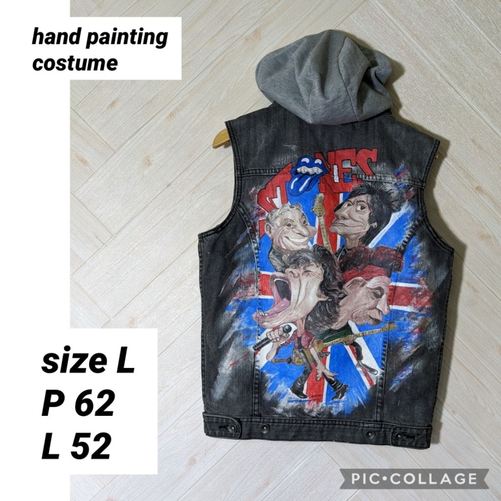 jaket jeans rompi hand painting costum lukisan tangan