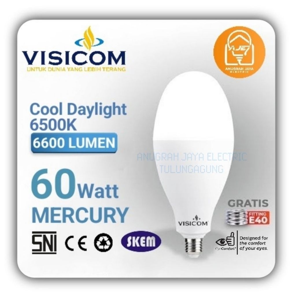 Lampu Led Mercury 60 Watt VISICOM PJU Lampu Jalan Putih Original Garansi 1 Tahun