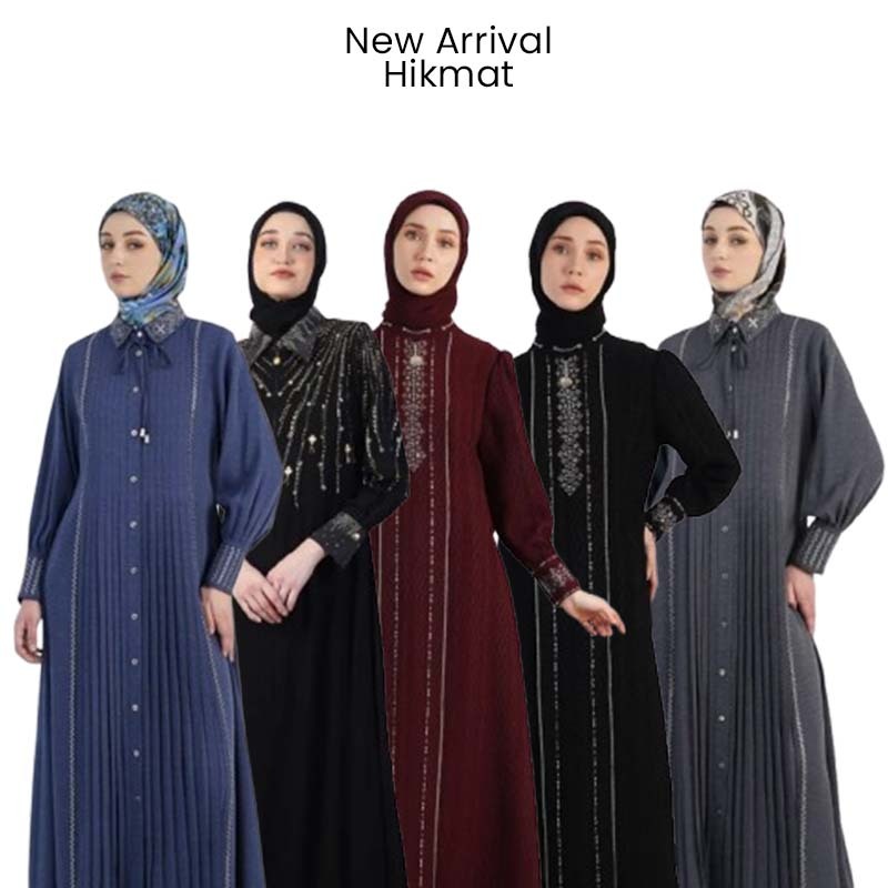 Hikmat Original Baju gamis perempuan / Dress wanita mewah / Abaya perempuan kasual / Pakaian muslim 