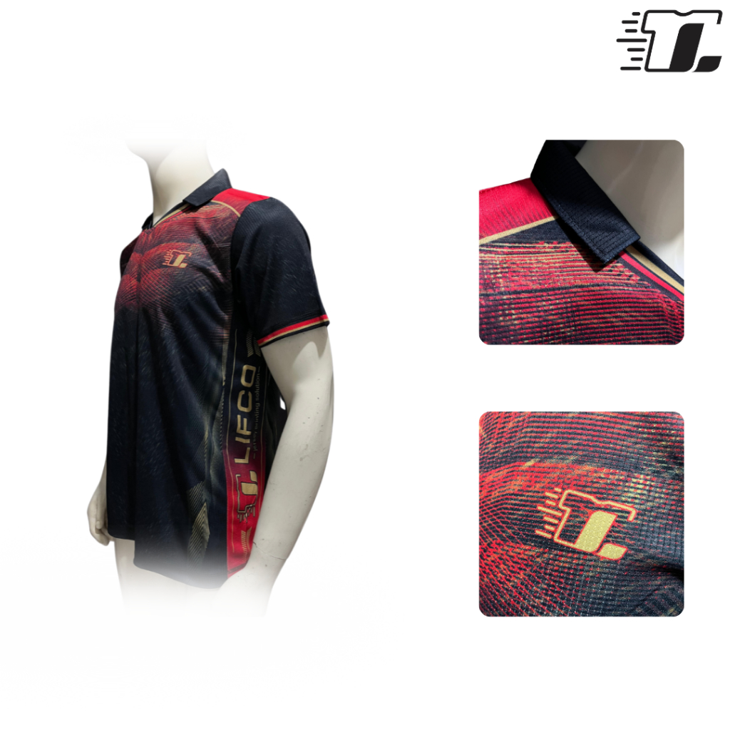 Jersey Lifco Original Kerah Hitam Merah / Jersey Polo Hitam Merah