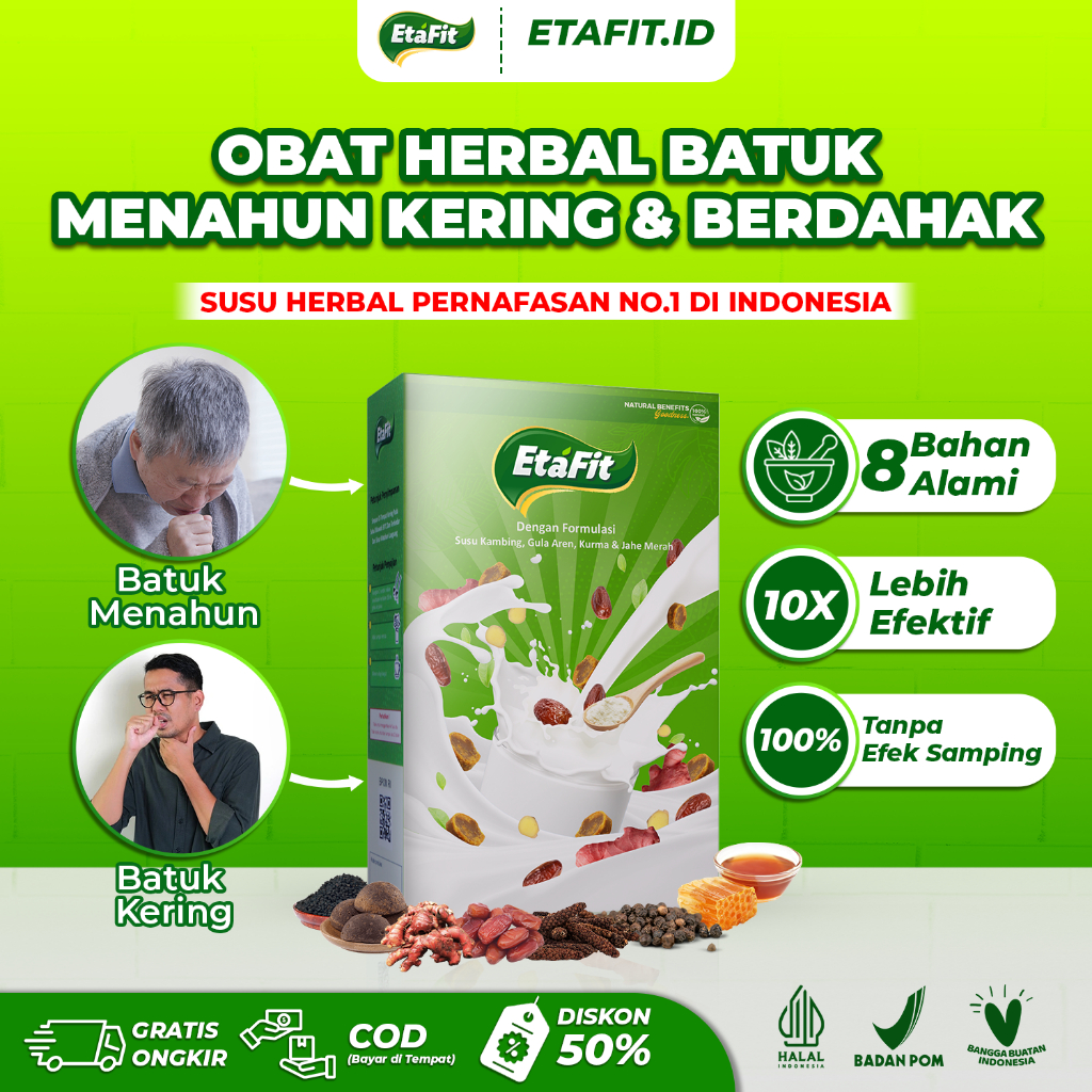 

ETAFIT Susu Kambing Etawa Bubuk - Obat Herbal Batuk Berdahak Kering Menahun Berdarah Kronis Croup