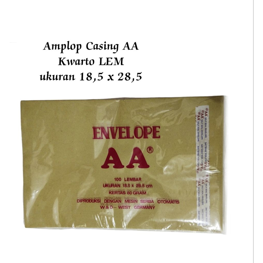 

Amplop Coklat Casing AA Kwarto dengan strip perekat ( 18.5 X 28.5 cm ) / Bks ( 100 Lbr )