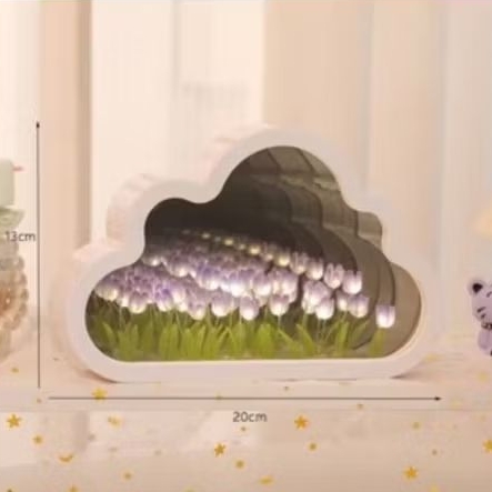 Lampu Tidur Cermin Aesthetic Bunga Tulip