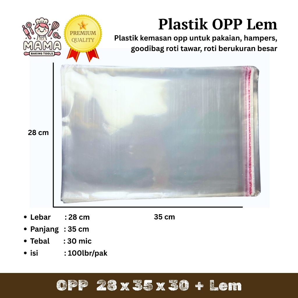 

Plastik OPP (LEM) Tebal 28 x 35 x 30 / Plastik Kue / Plastik Roti / Plastik Undangan / Plastik Cookies / Plastik Uang