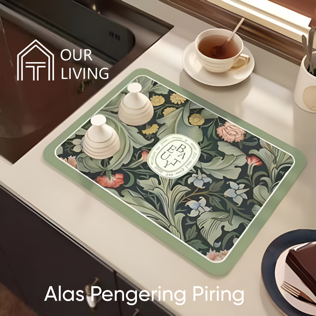 [OL] Alas Tatakan Pengering Piring Gelas Diatomite Serap Air Tahan Panas 30x40cm / Tatakan Piring An