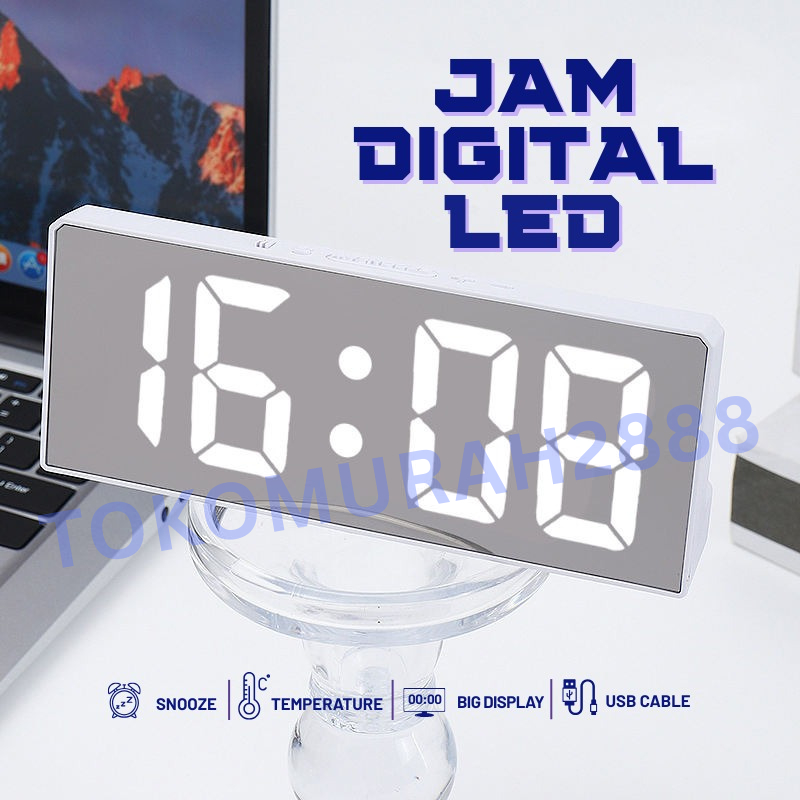 Jam Alarm Dinding Meja Digital Clock LED/Mirror Alarm Dinding 3D Clock Led Meja/jam Digital 3D LED