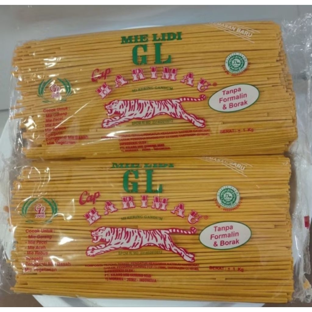 1Kg MIE LIDI KUNING CAP HARIMAU/MIE GOMAK MEDAN/MIE GOMAK MENTAH/1000gram/Code-002