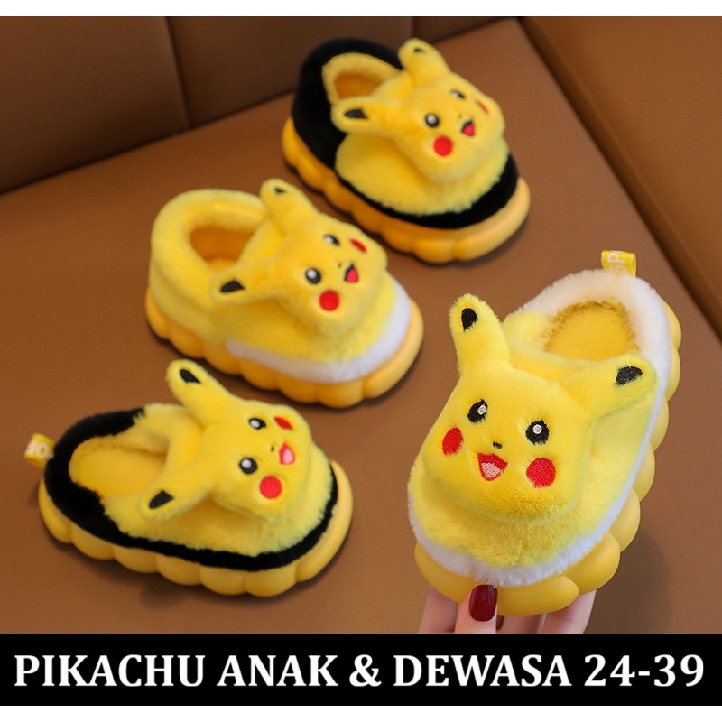 SD23 2025 Sandal Sepatu Bulu 3D Pikachu Pokemon Premium original import size anak anak dewasa laki l