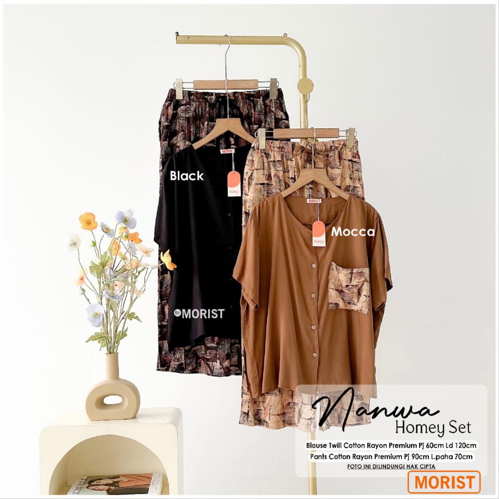 Nanwa Esira Homey Set Setelan Oneset Pendek Jumbo Allsize Busui Premium Catton Rayon Original Ori Mo