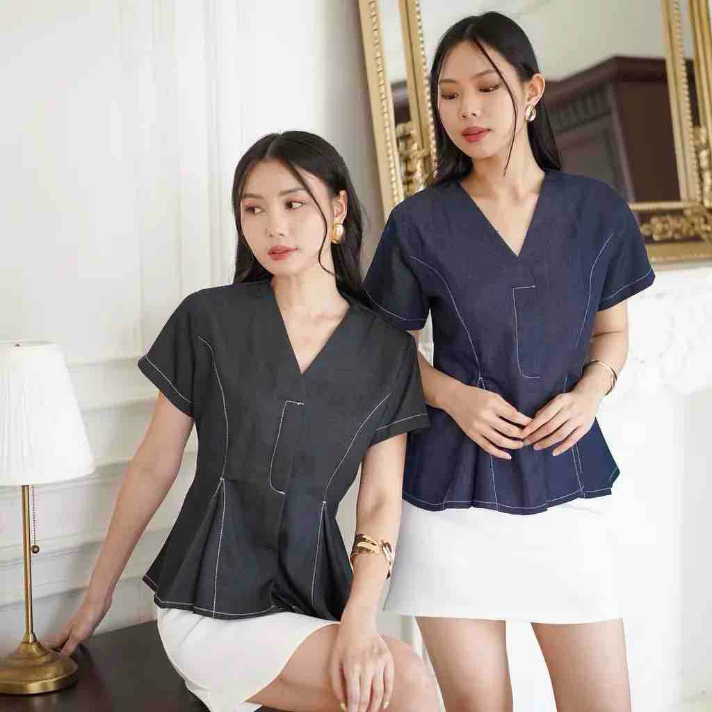 Baju Atasan Wanita Kekinian || Evilasta Denim Blouse stylish