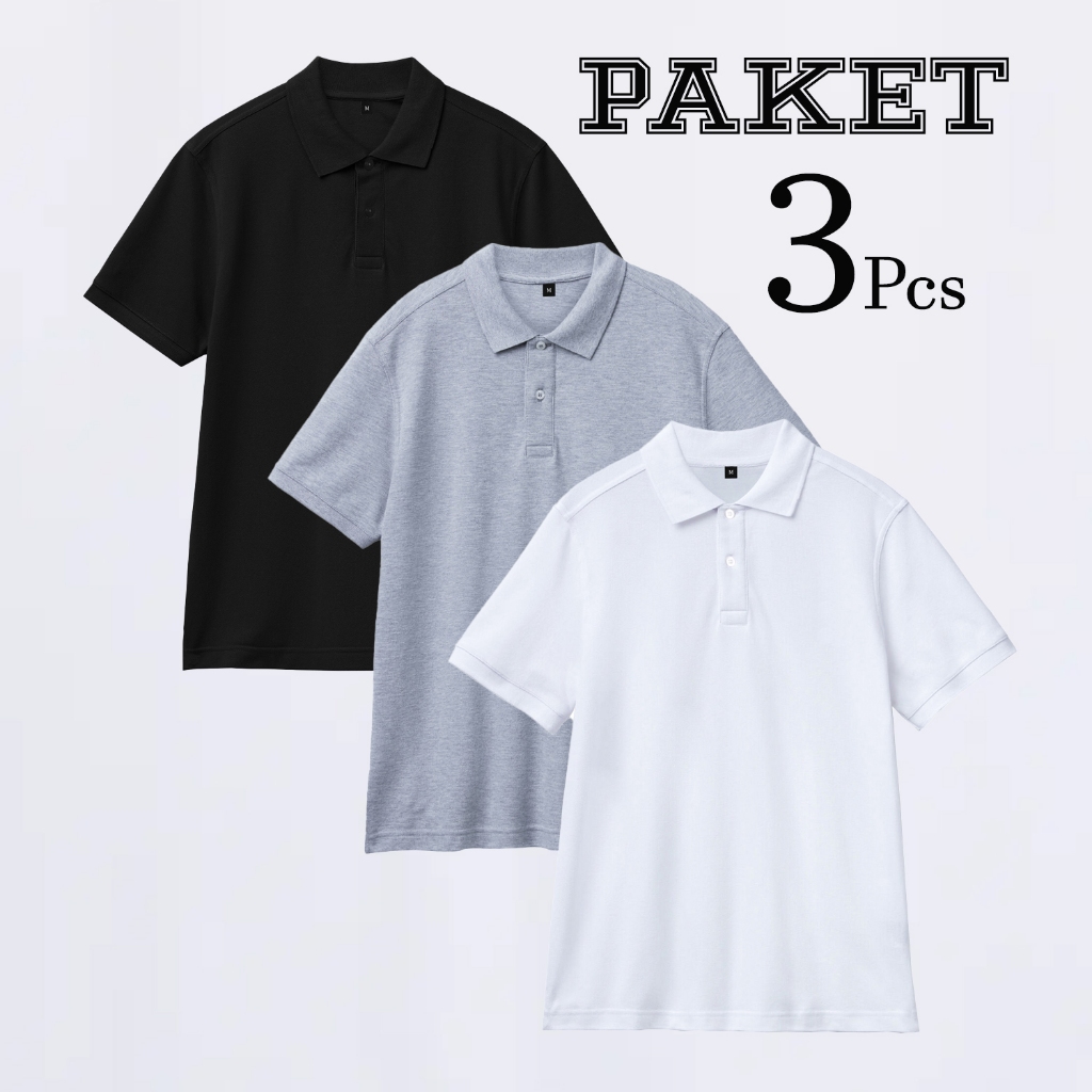 Polostyle.id - Paket 3PCS Kaos Polo Wanita Polos Premium | Baju Kerah Lengan Pendek Pique Casual
