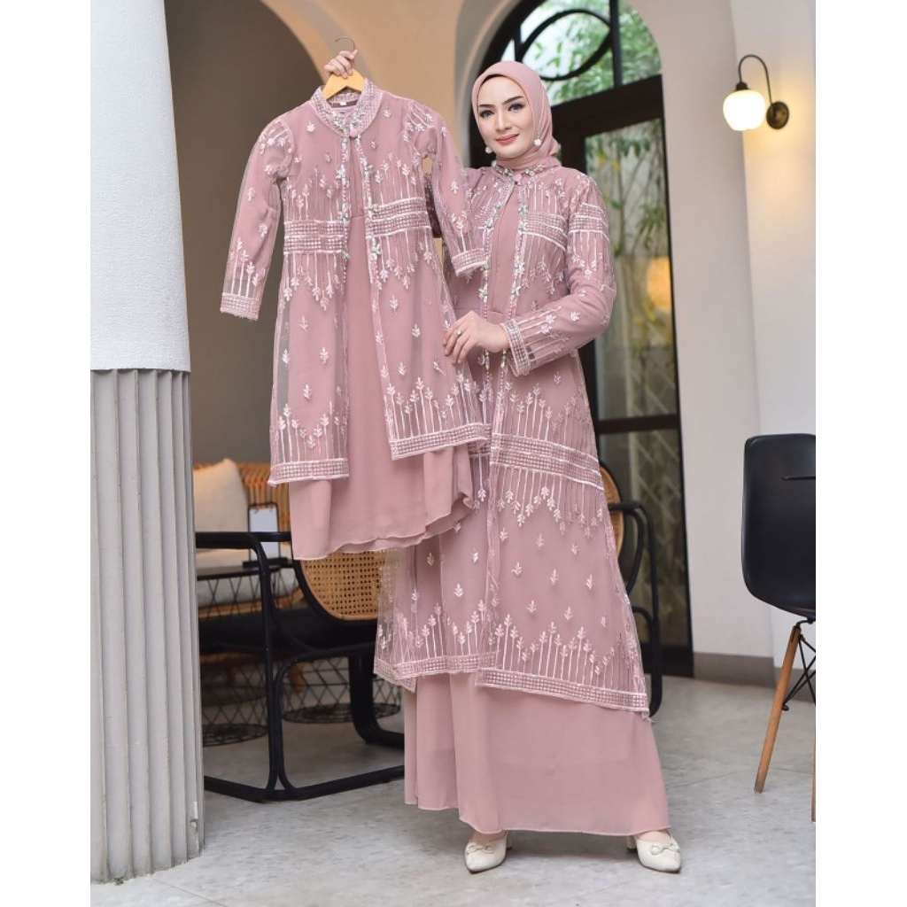 Gamis yasmin coupel ibu anak/gamis kondangan/gamis busui/gamis pesta/gamis Outher coupel ibu anak