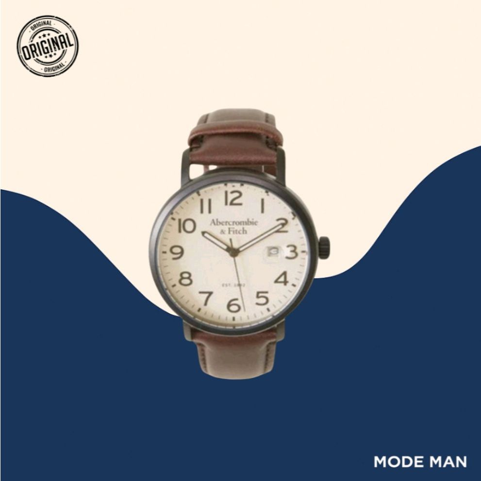 Abercrombie & Fitch Leather-Strap Watch - Brown – Jam Tangan Pria Elegan, Tali Kulit Asli, Aksesori 