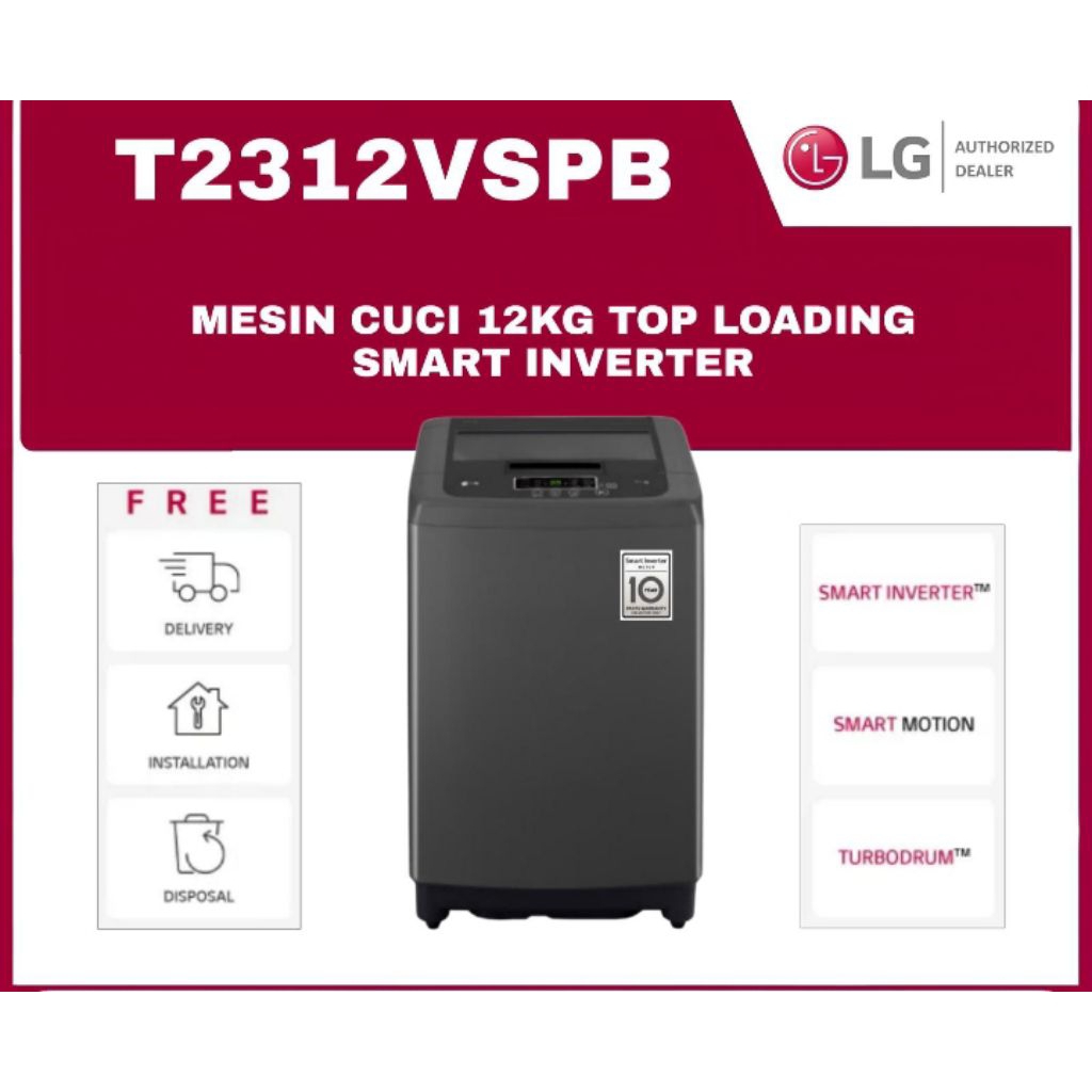 MESIN CUCI LG OTOMATIS T2312VSPB (12kg) inverter bergaransi resmi 10thn