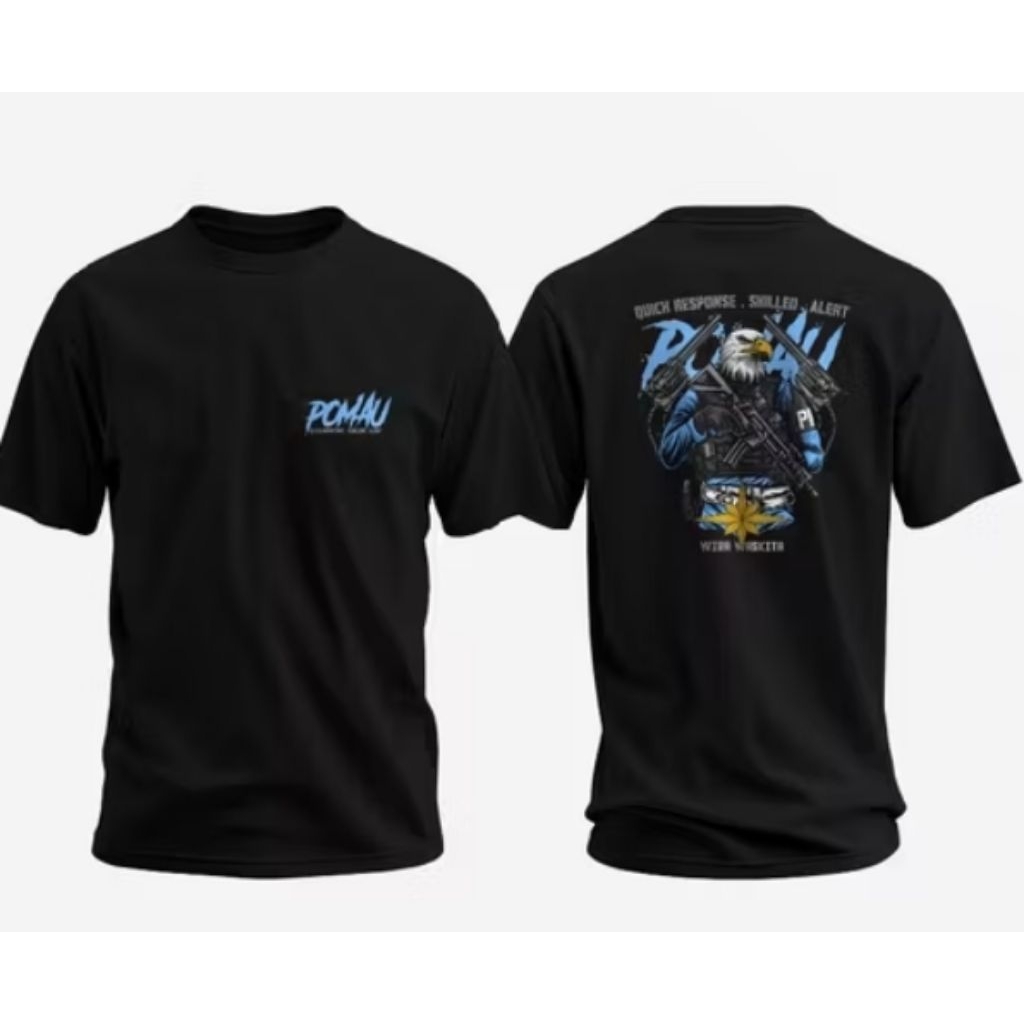 KAOS Distro Polri POMAL TNI AL Polisi Baju Hitam Pria Wanita Unisex