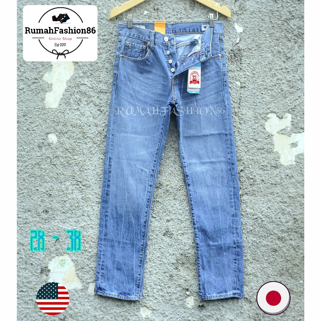 [FREE ONGKIR XTRA] LIGHT BLUE JEANS PANJANG PRIA ORIGINAL DENIM SELVEDGE REGULER FIT JAPAN / USA