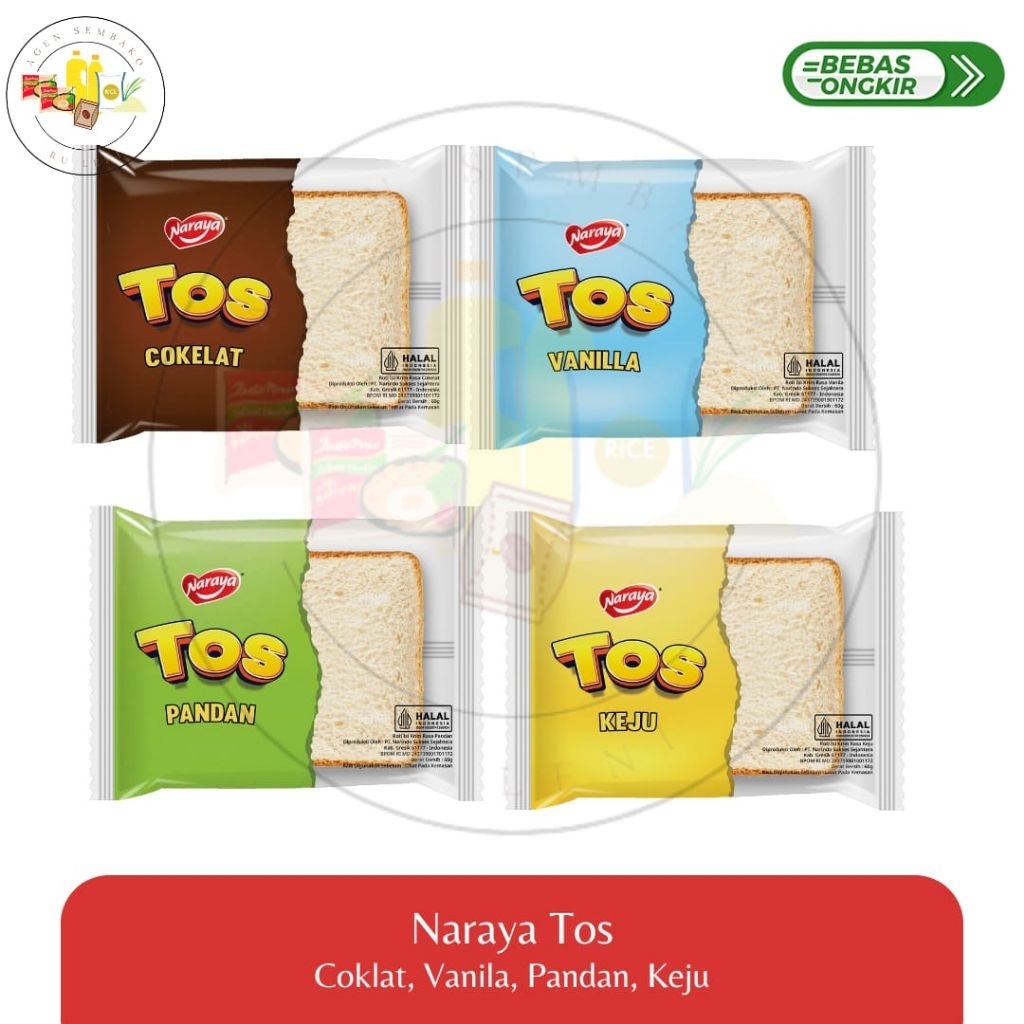 

Roti Naraya Ros Rasa Coklat, Keju, Vanila dan Pandan