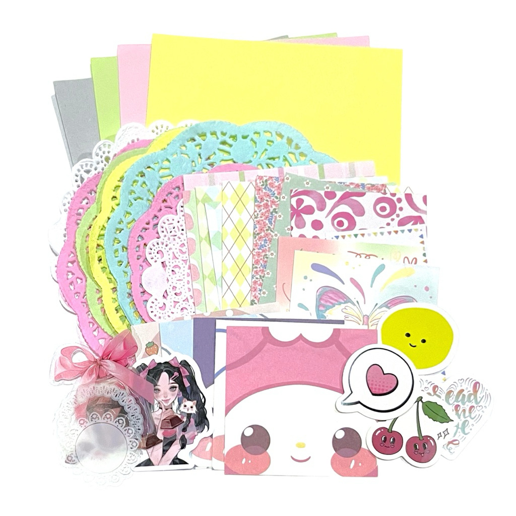 

35 pcs Mini Journal Kit Warna Pastel Potongan Kertas Decoration Diary Planner Journaling