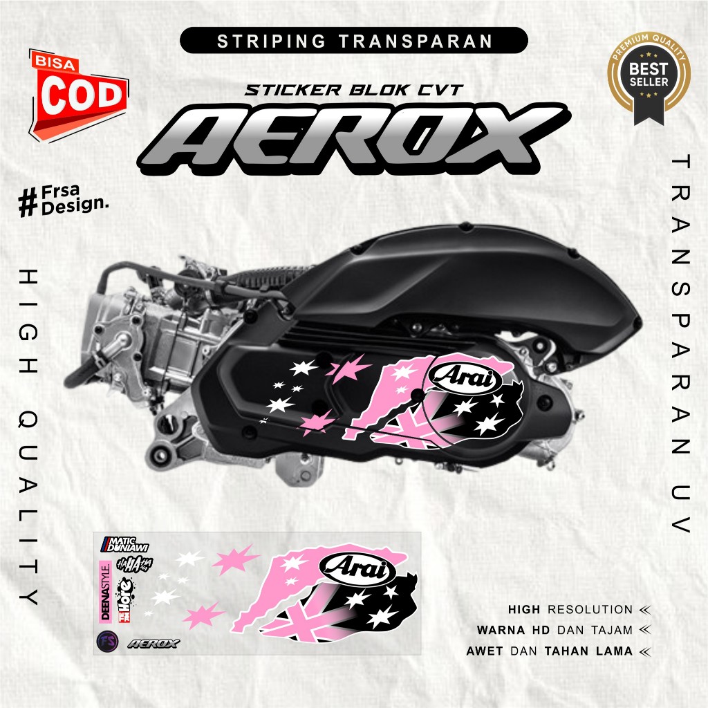 Sticker CVT Transparan AEROX 155 Motif Flag