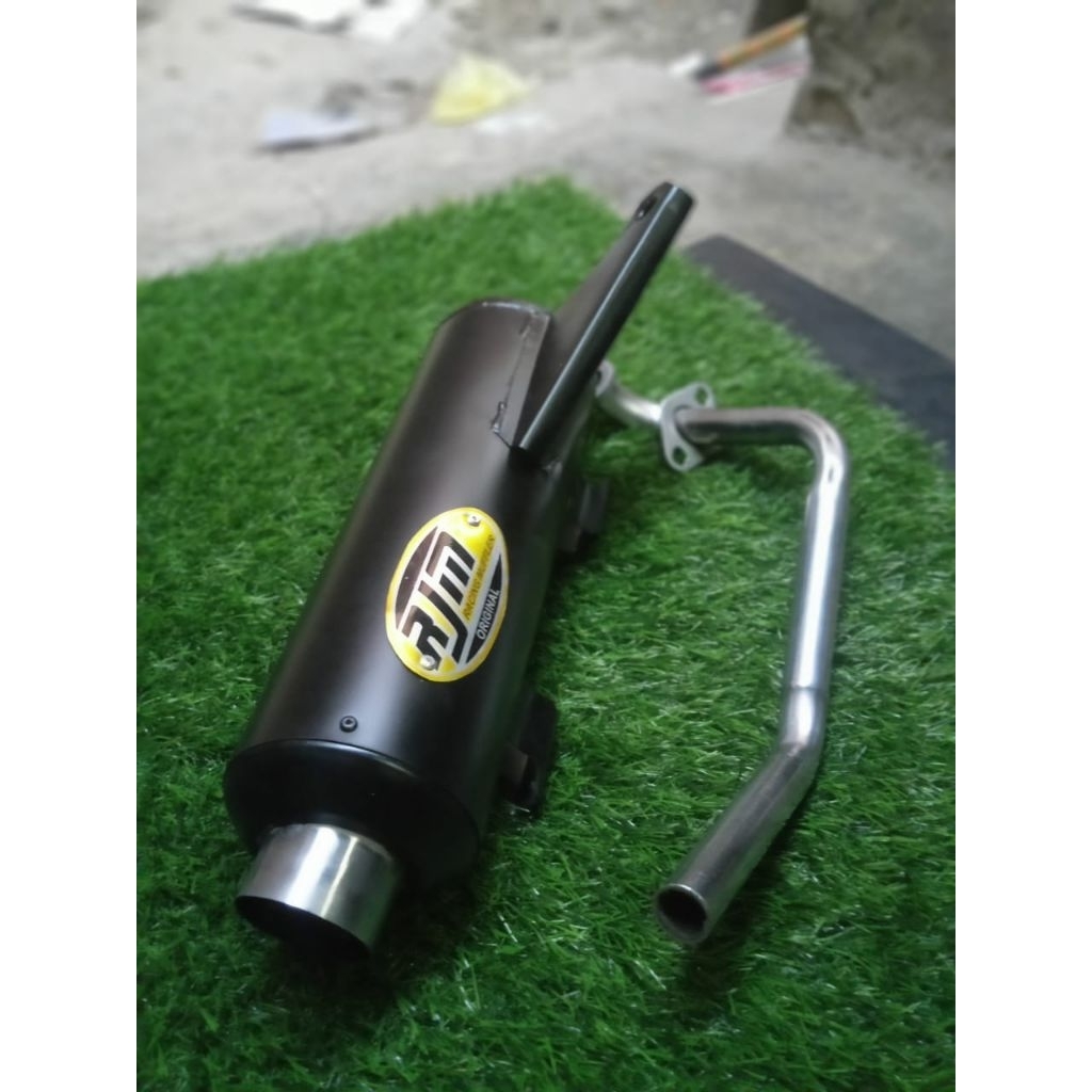 Knalpot standar racing RJM untuk motor metik spin125 hayate skydrive skywave, hayate saringan full
