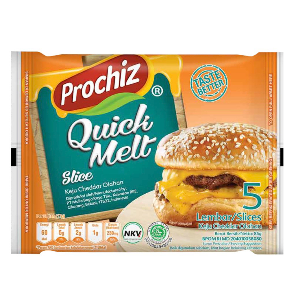 

PROCHIZ Quick Melt Slice 5’s Keju cheddar