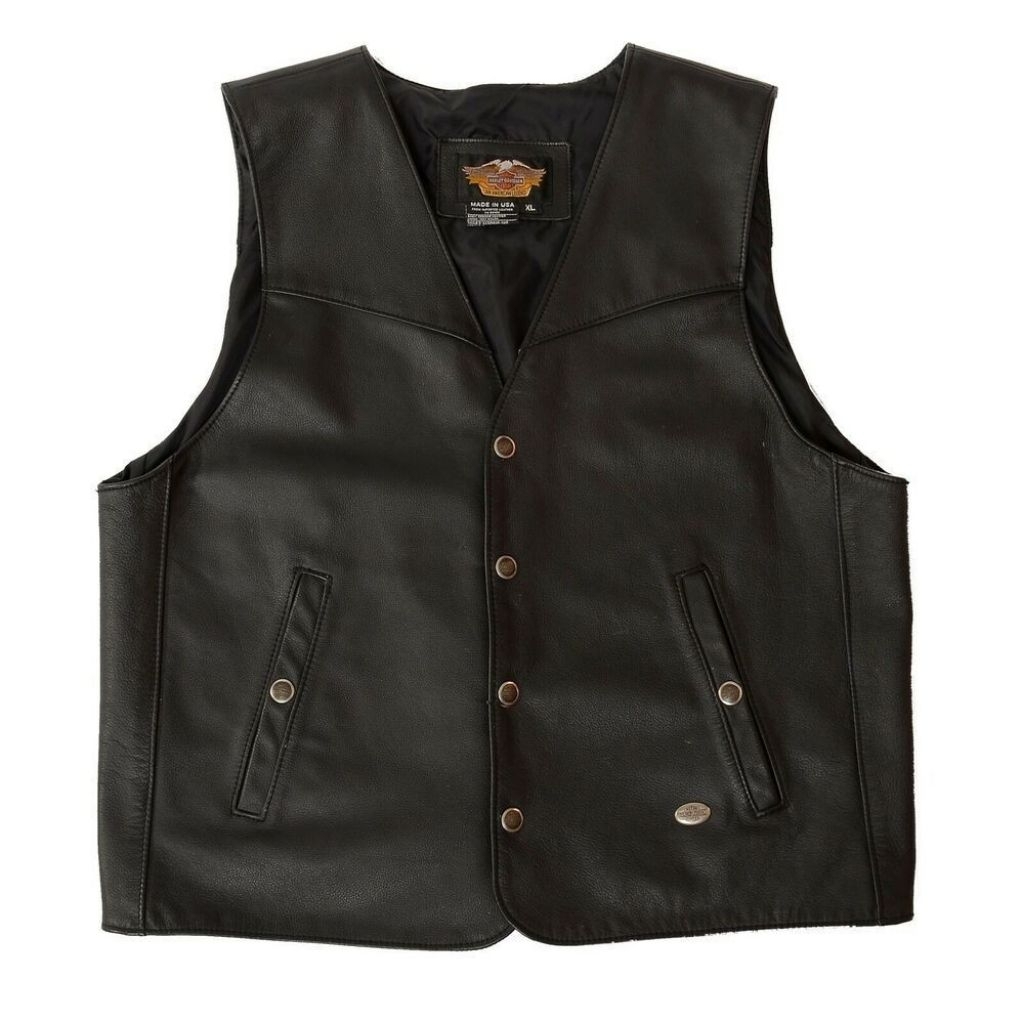 rompi kulit pria, rompi kulit Harley Davidson