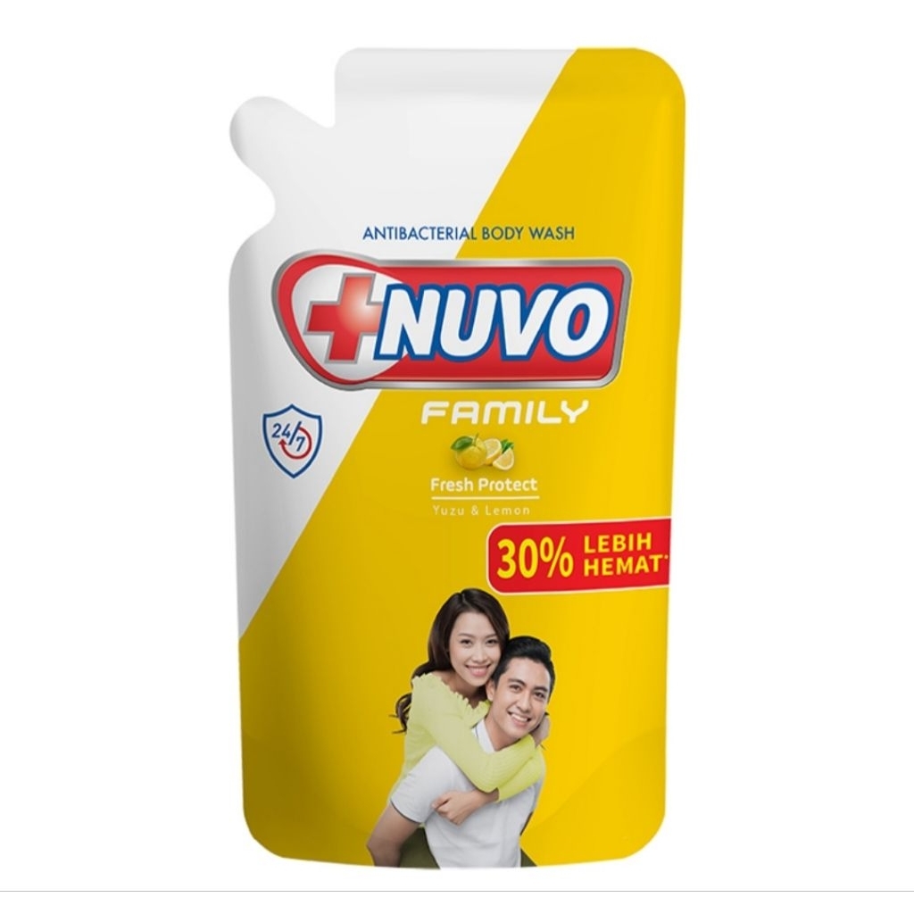 Sabun Nuvo Family Sabun Mandi Cair Anti Bakteri Minyak Zaitun Refill 400 ml