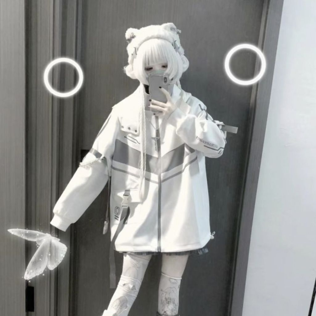 [PRELOVED] (READY) Tenshi Kaiwai White and Gray Jacket/Coat