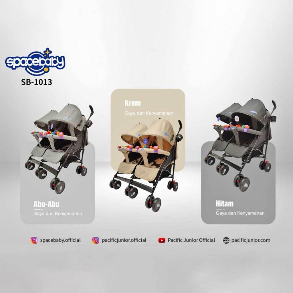 (READY STOCK) Stroller Baby Twin Kereta Dorong Bayi Kembar Spacebaby SB 1013
