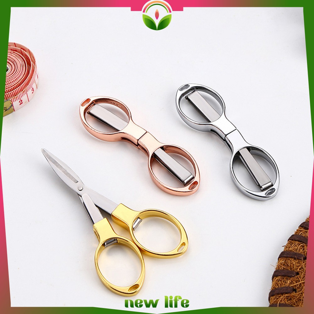 

EC Gunting Lipat Mini Model Kacamata Stainless Steel / Gunting Travel Scissors Anti Karat Serbaguna Newlife C1199