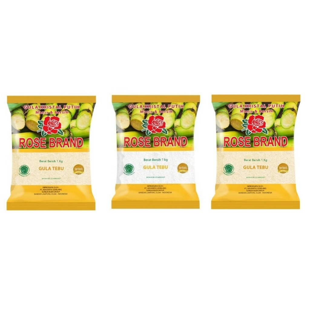 

(3 Pcs) Gula Pasir Rose Brand 1Kg Premium - Paket Hemat Gula Rose Brand - Gula Tebu - vg.mart